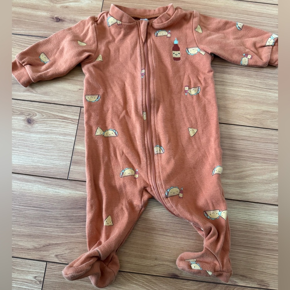 Pekkle Baby Sleeper Tacos Chips Hot Sauce Mexican Orange 3 Months Pajamas